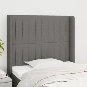 vidaXL Tăblie de pat cu aripioare gri închis 103x16x118/128 cm textil imagine