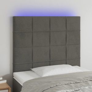 vidaXL Tăblie de pat cu LED, gri închis, 100x5x118/128 cm, textil imagine