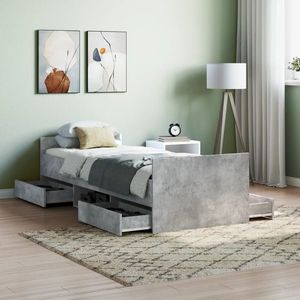 vidaXL Cadru de pat cu tăblie la cap/picioare, gri beton, 75x190 cm imagine