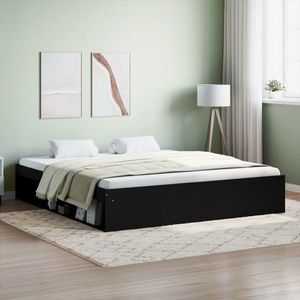 vidaXL Cadru pat, negru, 180x200 cm, Super King Size imagine