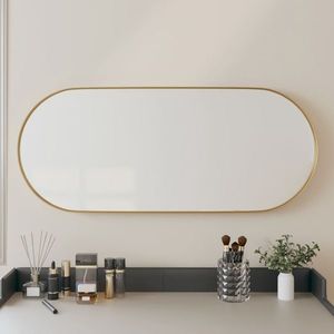 vidaXL Oglindă de perete, auriu, 25x60 cm, ovală imagine