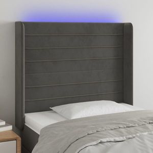 vidaXL Tăblie de pat cu LED, gri închis, 83x16x118/128 cm, catifea imagine