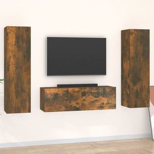 vidaXL Set dulapuri TV, 3 piese, stejar fumuriu, lemn prelucrat imagine