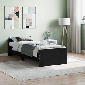 vidaXL Cadru de pat mic single, negru, 75x190 cm, lemn prelucrat imagine