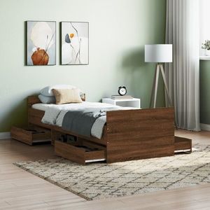 vidaXL Cadru de pat cu tăblie la cap/picioare, stejar maro, 75x190 cm imagine