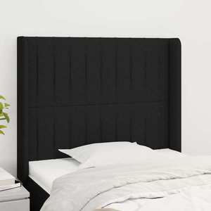 vidaXL Tăblie de pat cu aripioare, negru, 103x16x118/128 cm, textil imagine