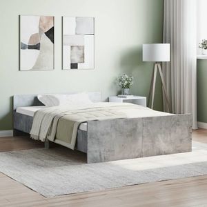 vidaXL Cadru de pat cu tăblie la cap/picioare, gri beton, 120x200 cm imagine