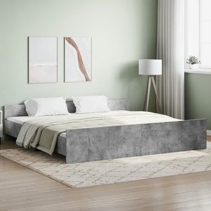 vidaXL Cadru de pat cu tăblie la cap/picioare, gri beton, 200x200 cm imagine