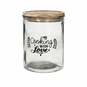 Borcan pentru depozitare cu capac , Tognana, Dolce Casa Cooking with Love, 1.85 L, sticla/lemn, transparent imagine
