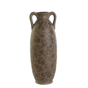 Vaza Vintage Leaves din ceramica maro 13x35 cm imagine