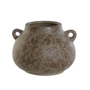 Vaza Vintage Leaves din ceramica maro 20x16 cm imagine