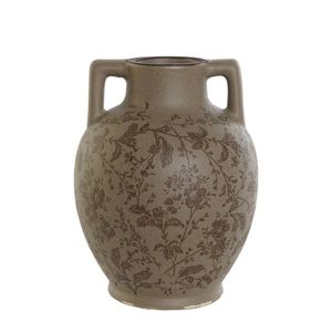 Vaza Vintage Leaves din ceramica maro 17x22 cm imagine