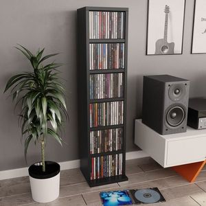 vidaXL Dulap CD-uri, negru, 21x20x88 cm, lemn compozit imagine