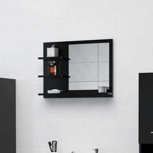 vidaXL Oglindă de baie, negru, 60 x 10, 5 x 45 cm, PAL imagine