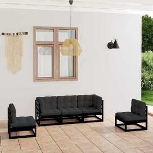 vidaXL Set mobilier grădină cu perne, 5 piese, lemn masiv pin imagine
