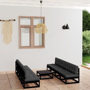 vidaXL Set mobilier grădină cu perne, 9 piese, lemn masiv pin imagine