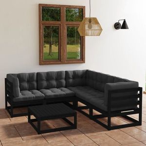 vidaXL Set mobilier grădină cu perne, 6 piese, lemn masiv pin imagine