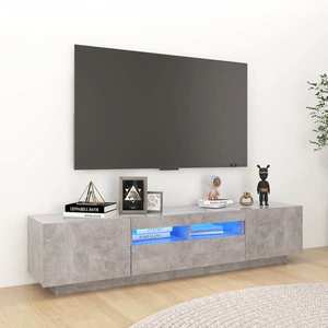 vidaXL Comodă TV cu lumini LED, gri beton, 180x35x40 cm imagine