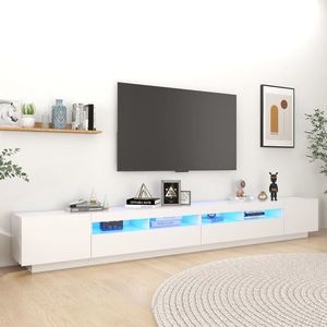 vidaXL Comodă TV cu lumini LED, alb, 300x35x40cm imagine