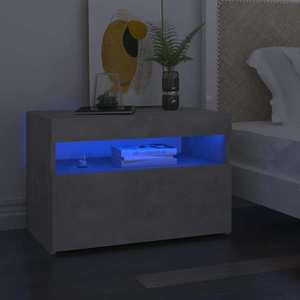 vidaXL Noptieră cu lumini LED, 2 buc., gri beton, 60x35x40 cm imagine