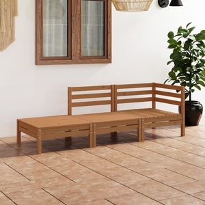 vidaXL Set mobilier de grădină, 3 piese, maro miere, lemn masiv de pin imagine