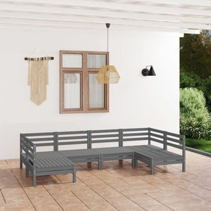 vidaXL Set mobilier de grădină, 6 piese, gri, lemn masiv de pin imagine