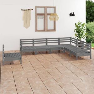 vidaXL Set mobilier de grădină, 7 piese, gri, lemn masiv de pin imagine