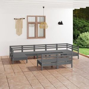 vidaXL Set mobilier de grădină, 9 piese, gri, lemn masiv de pin imagine