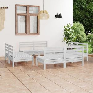 vidaXL Set mobilier de grădină, 8 piese, alb, lemn masiv de pin imagine