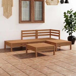 vidaXL Set mobilier de grădină, 5 piese, maro miere, lemn masiv de pin imagine