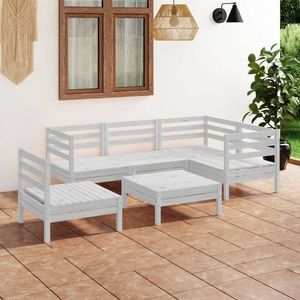 vidaXL Set mobilier de grădină, 6 piese, alb, lemn masiv de pin imagine