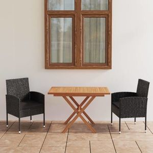 vidaXL Set mobilier grădină, 5 piese, negru, poliratan și lemn acacia imagine