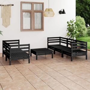 vidaXL Set mobilier de grădină, 6 piese, negru, lemn masiv de pin imagine