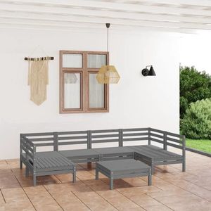 vidaXL Set mobilier de grădină, 7 piese, gri, lemn masiv de pin imagine