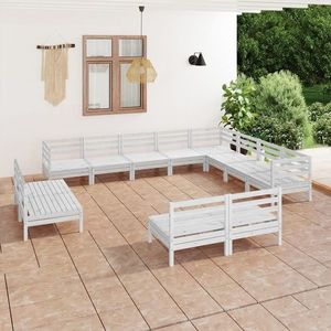 vidaXL Set mobilier de grădină, 12 piese, alb, lemn masiv de pin imagine