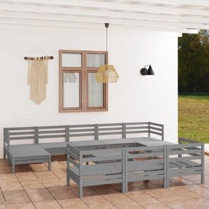 vidaXL Set mobilier de grădină, 11 piese, gri, lemn masiv de pin imagine