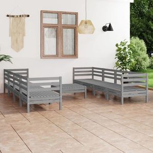 vidaXL Set mobilier de grădină, 9 piese, gri, lemn masiv de pin imagine