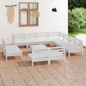 vidaXL Set mobilier de grădină, 12 piese, alb, lemn masiv de pin imagine