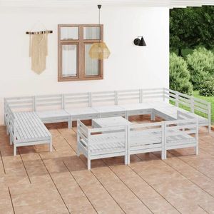 vidaXL Set mobilier de grădină, 14 piese, alb, lemn masiv de pin imagine