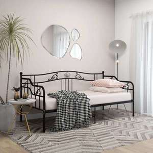 vidaXL Cadru de pat canapea, negru, 90x200 cm, metal imagine