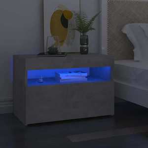 vidaXL Noptieră cu lumini LED, gri beton, 60x35x40 cm imagine