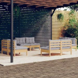 vidaXL Set mobilier de grădină cu perne, 8 piese, gri, lemn de pin imagine