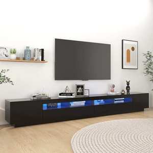 vidaXL Comodă TV cu lumini LED, negru, 300x35x40 cm imagine