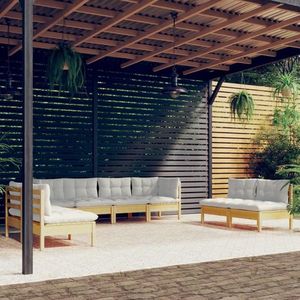 vidaXL Set mobilier de grădină cu perne, 8 piese, crem, lemn masiv pin imagine