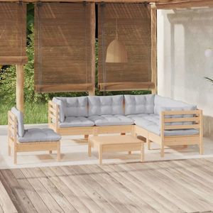vidaXL Set mobilier grădină cu perne gri, 6 piese, lemn de pin imagine