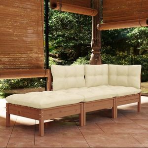 vidaXL Set mobilier grădină cu perne, 3 piese, lemn masiv de pin imagine