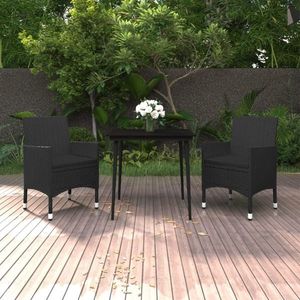 vidaXL Set mobilier de grădină cu perne, 3 buc, poliratan și sticlă imagine
