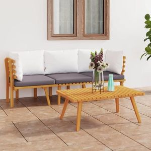 vidaXL Set mobilier de grădină cu perne, 3 piese, lemn masiv acacia imagine
