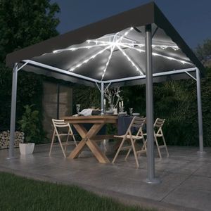 vidaXL Pavilion cu șiruri de lumini LED, antracit, 300x300cm aluminiu imagine