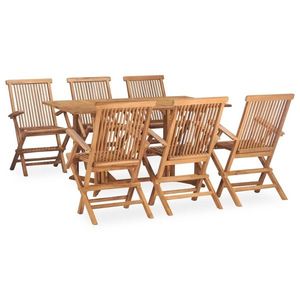 vidaXL Set mobilier de exterior pliabil, 7 piese, lemn masiv de tec imagine